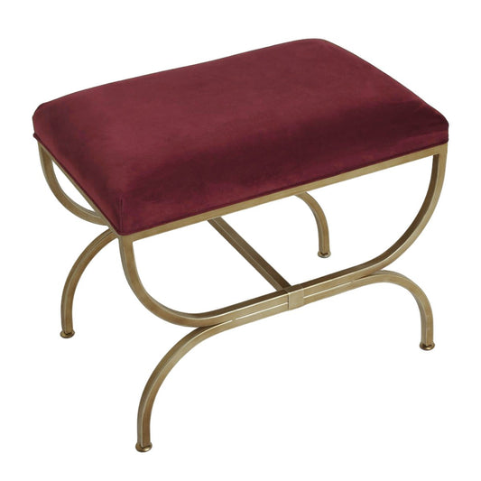 Novak Antique Gold Iron Stool - Mulberry Velvet – view 2