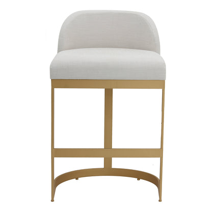 Remy Black Kitchen Stool with Backrest - Natural Linen