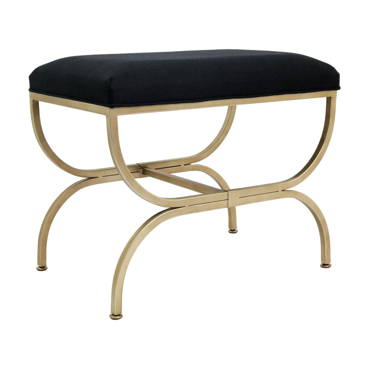 Novak Antique Gold Iron Stool - Black Linen - OUTLET NSW