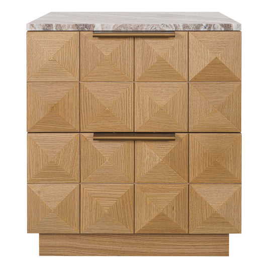 Benedict Natural Oak Bedside Table - River Brown Marble - OUTLET NSW