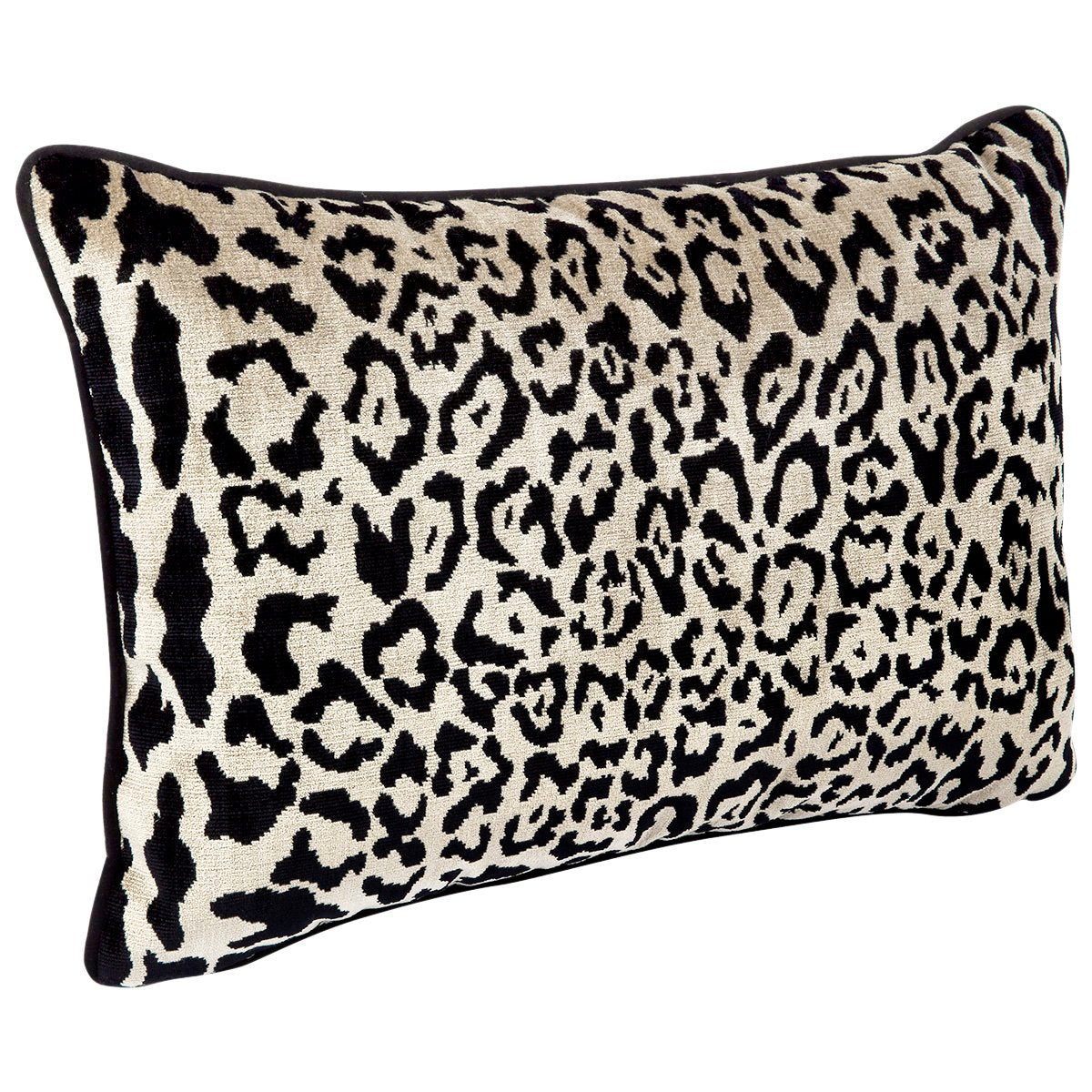 Serene Rectangle Feather Cushion - Leopard Chenille w Black Velvet - OUTLET NSW