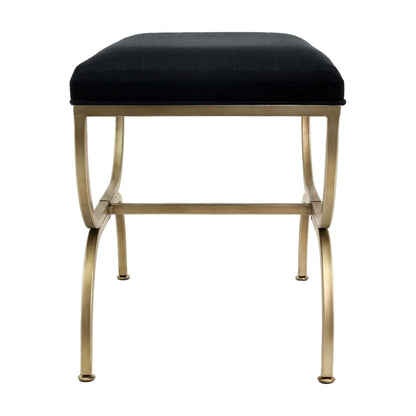 Novak Antique Gold Iron Stool - Black Linen - OUTLET NSW