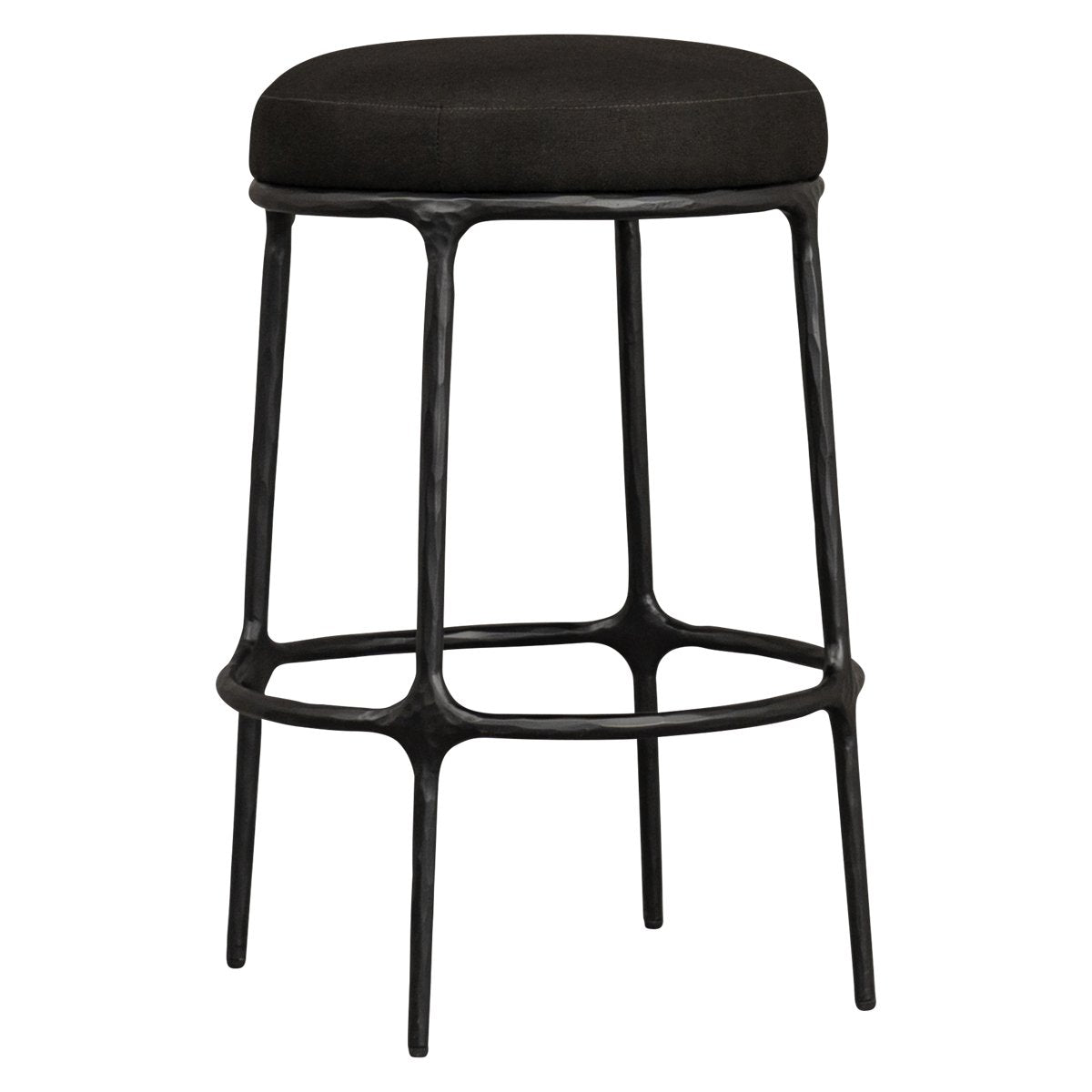 Heston Black Kitchen Stool - Black Linen - OUTLET NSW