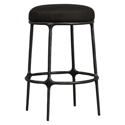 Heston Black Kitchen Stool - Black Linen - OUTLET NSW