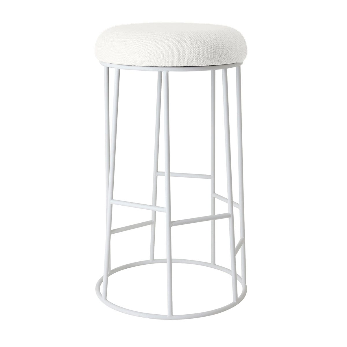 Aiden White Steel Bar Stool - Natural Linen
