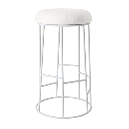 Aiden White Steel Bar Stool - Natural Linen