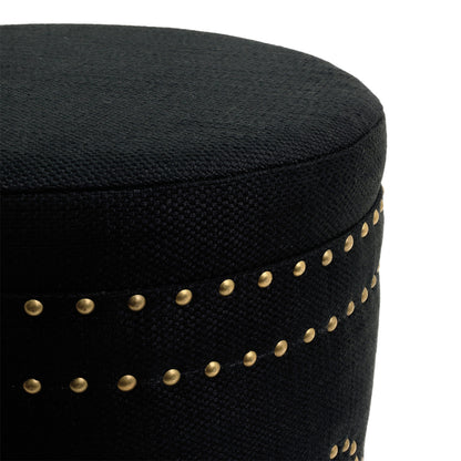 Bradshaw Round Storage Stool - Black Linen