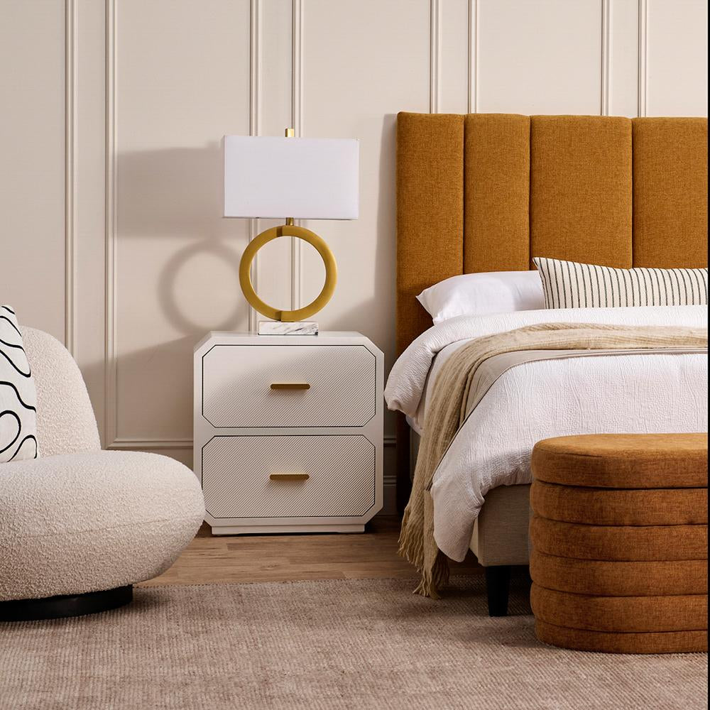 Anderson 2 Drawer Bedside Table - White