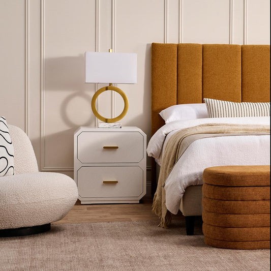 Anderson 2 Drawer Bedside Table - White - OUTLET NSW