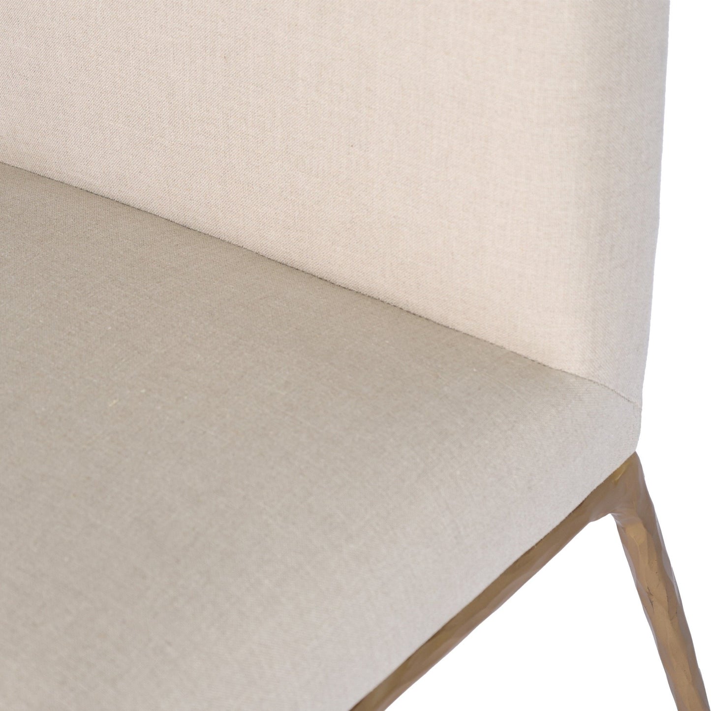 Heston Brass Dining Chair - Natural Linen
