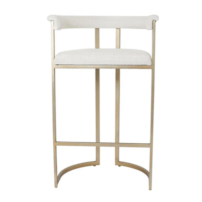 Dino Bar Stool with Upholstered Arms - Natural Linen - OUTLET NSW