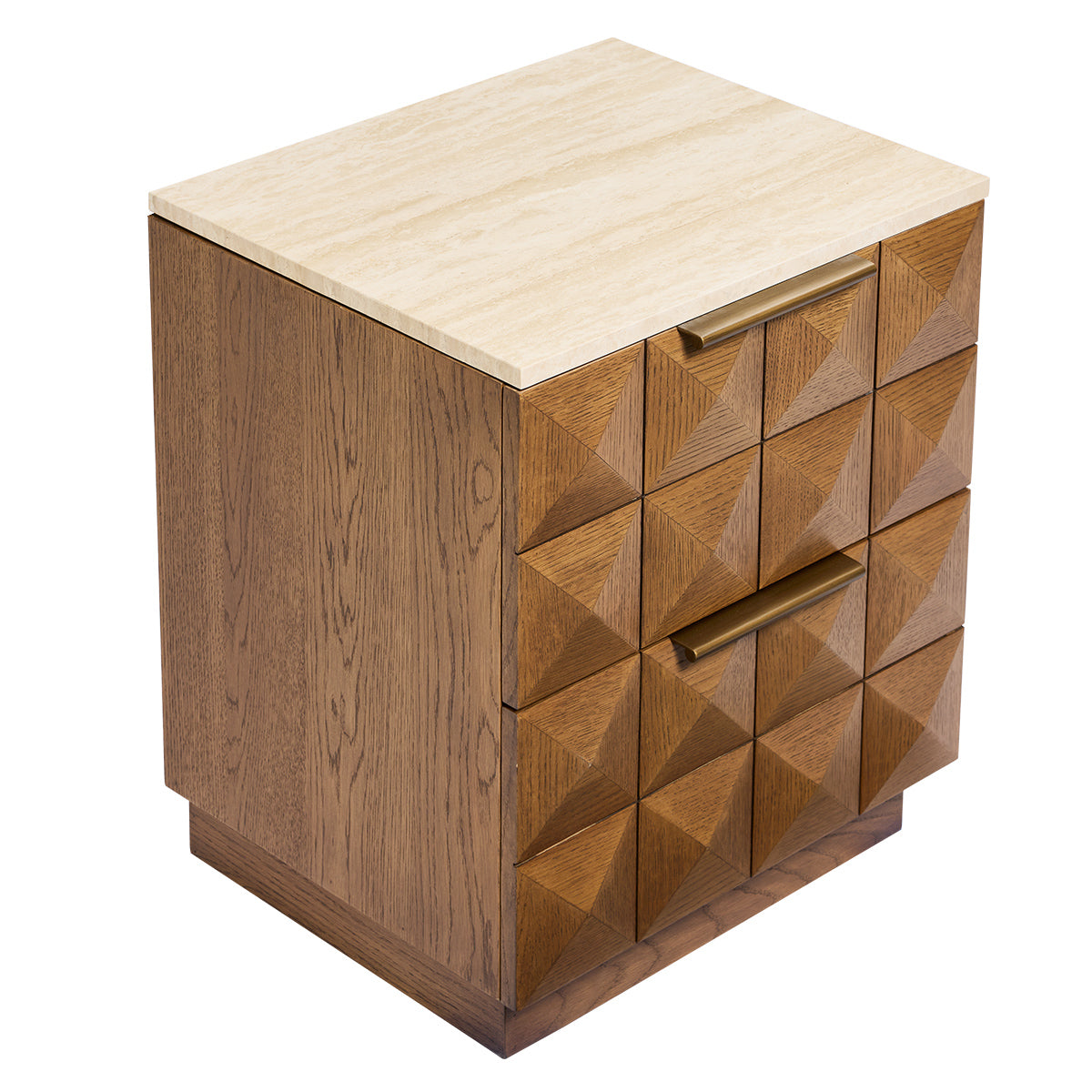 Benedict 53x62.5cm Walnut Bedside Table - Travertine