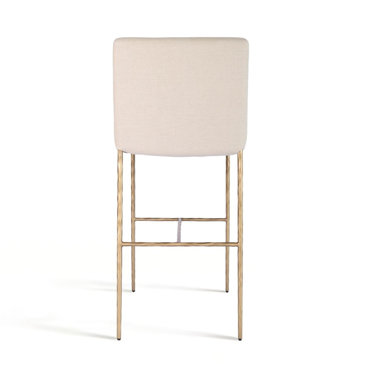 Heston Brass Bar Stool with Back - Natural Linen