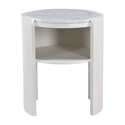 Frankie 50x60cm Marble Bedside Table - Ivory