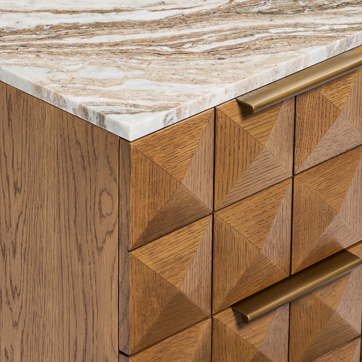 Benedict Walnut Bedside Table - River Brown Marble