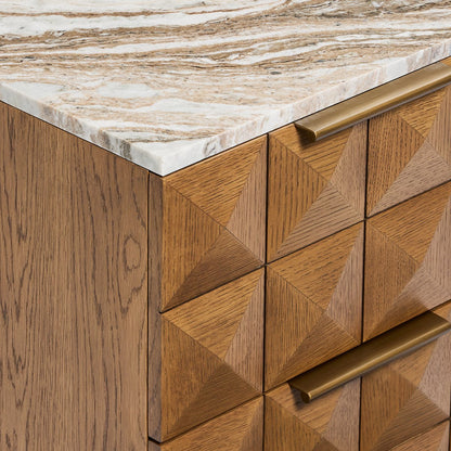 Benedict Walnut Bedside Table - River Brown Marble