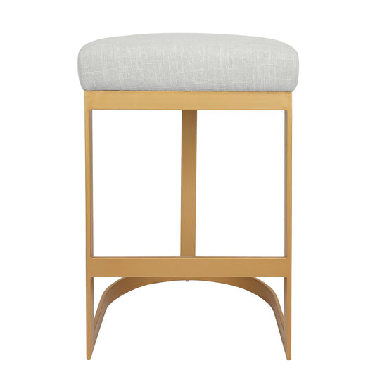 Brooke Brass Kitchen Stool - Natural Linen