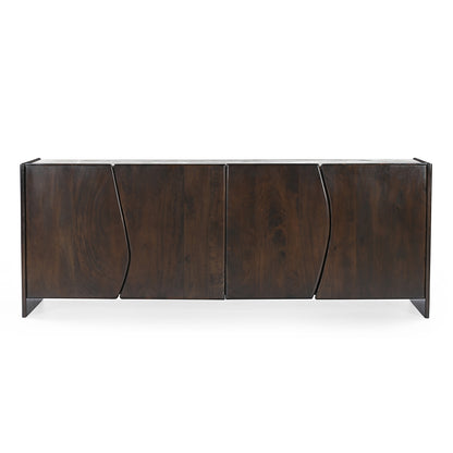 Edwin 210cm River Brown Marble Buffet - Dark Walnut