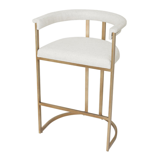 Dino Kitchen Stool with Upholstered Arms - Natural Linen