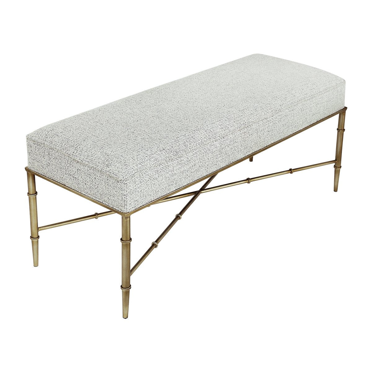 Hacienda Antique Gold Iron Bench Ottoman - Salt & Pepper – view 5