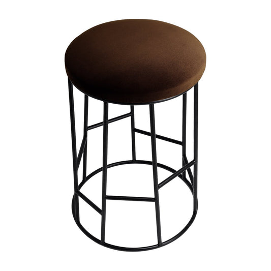 Aiden Black Steel Kitchen Stool - Dark Chocolate Velvet
