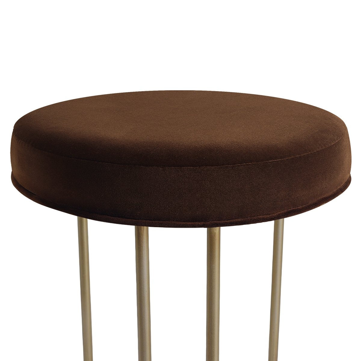 Blackley Gold Iron Kitchen Stool - Dark Chocolate Velvet