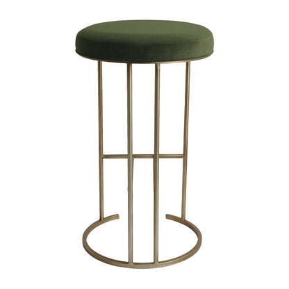 Blackley Gold Iron Kitchen Stool - Moss Velvet