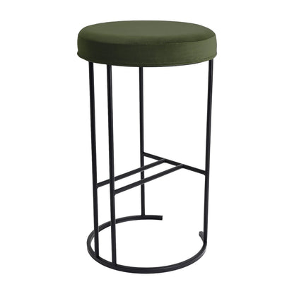 Blackley Black Iron Kitchen Stool - Moss Velvet
