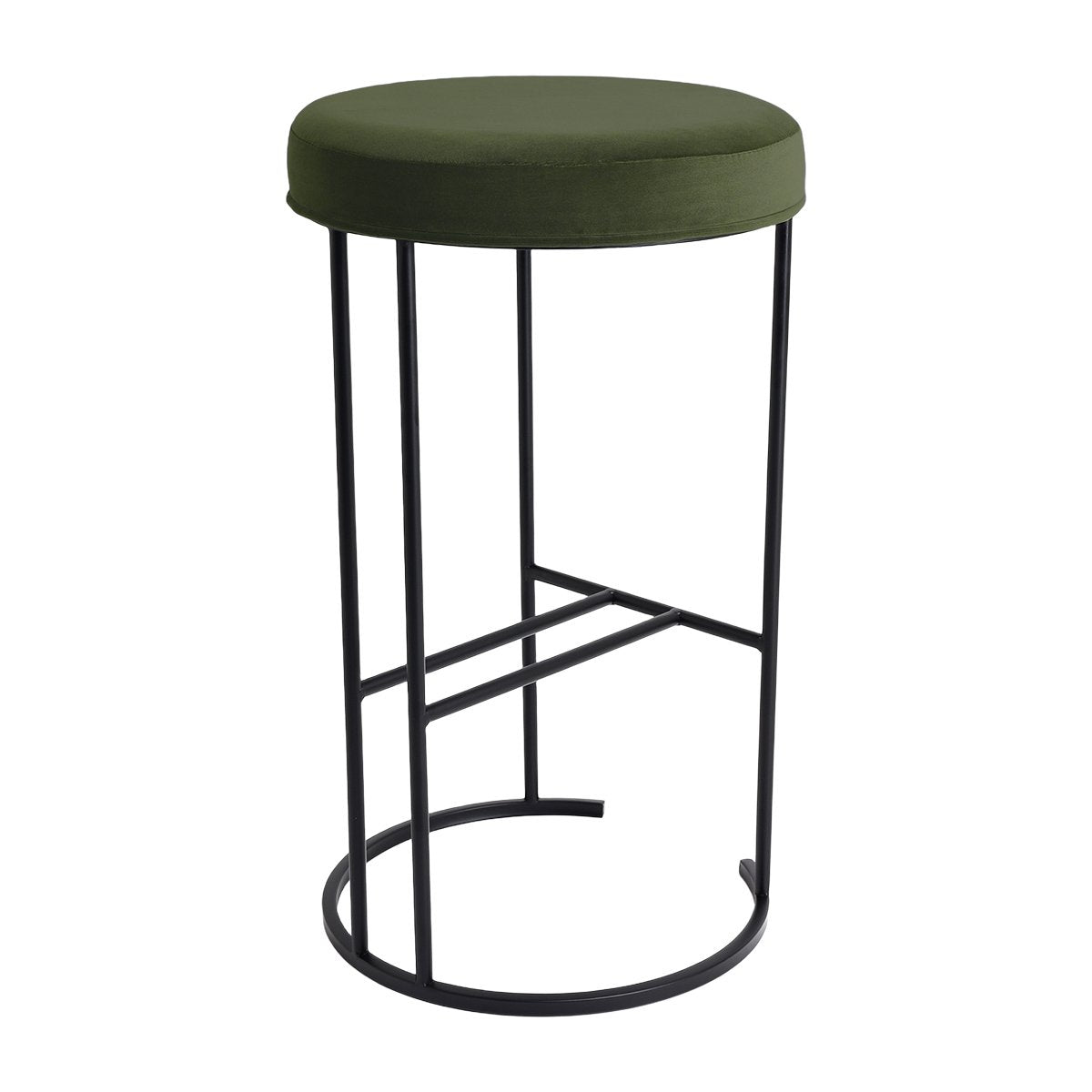 Blackley Black Iron Kitchen Stool - Moss Velvet