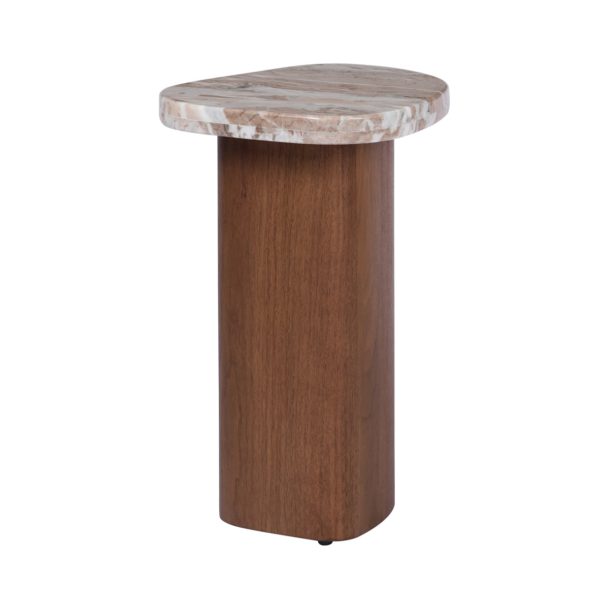 Solstice River Brown Marble Side Table - Walnut