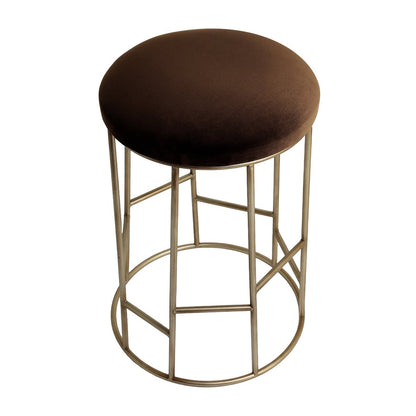 Aiden Gold Steel Kitchen Stool - Dark Chocolate Velvet