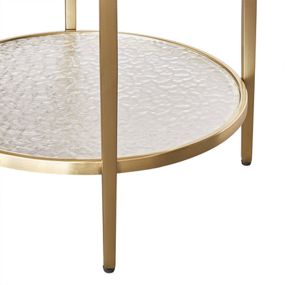 Chloe Rippled Glass Side Table - Gold