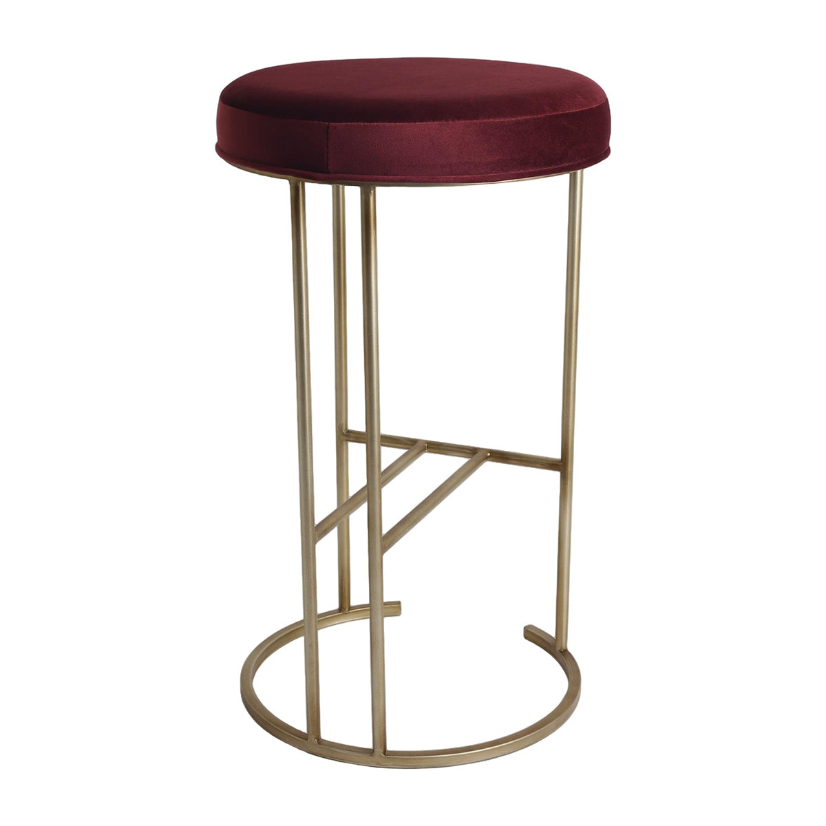 Blackley Gold Iron Kitchen Stool - Mulberry Velvet - OUTLET NSW