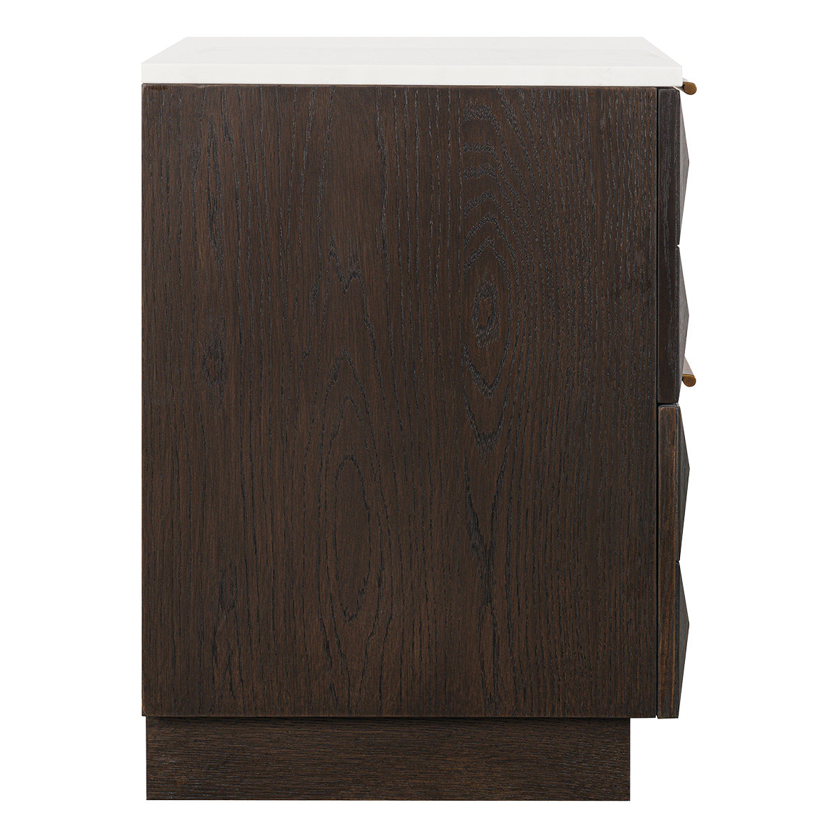 Benedict 53x62.5cm Smoked Oak Bedside Table - White Marble - OUTLET NSW