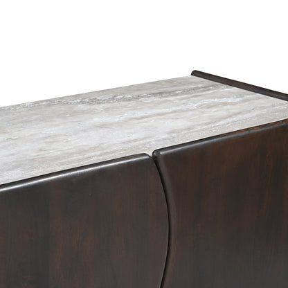 Edwin 200cm River Brown Marble Entertainment Unit - Dark Walnut