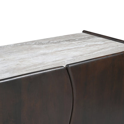 Edwin River Brown Marble Entertainment Unit - Dark Walnut