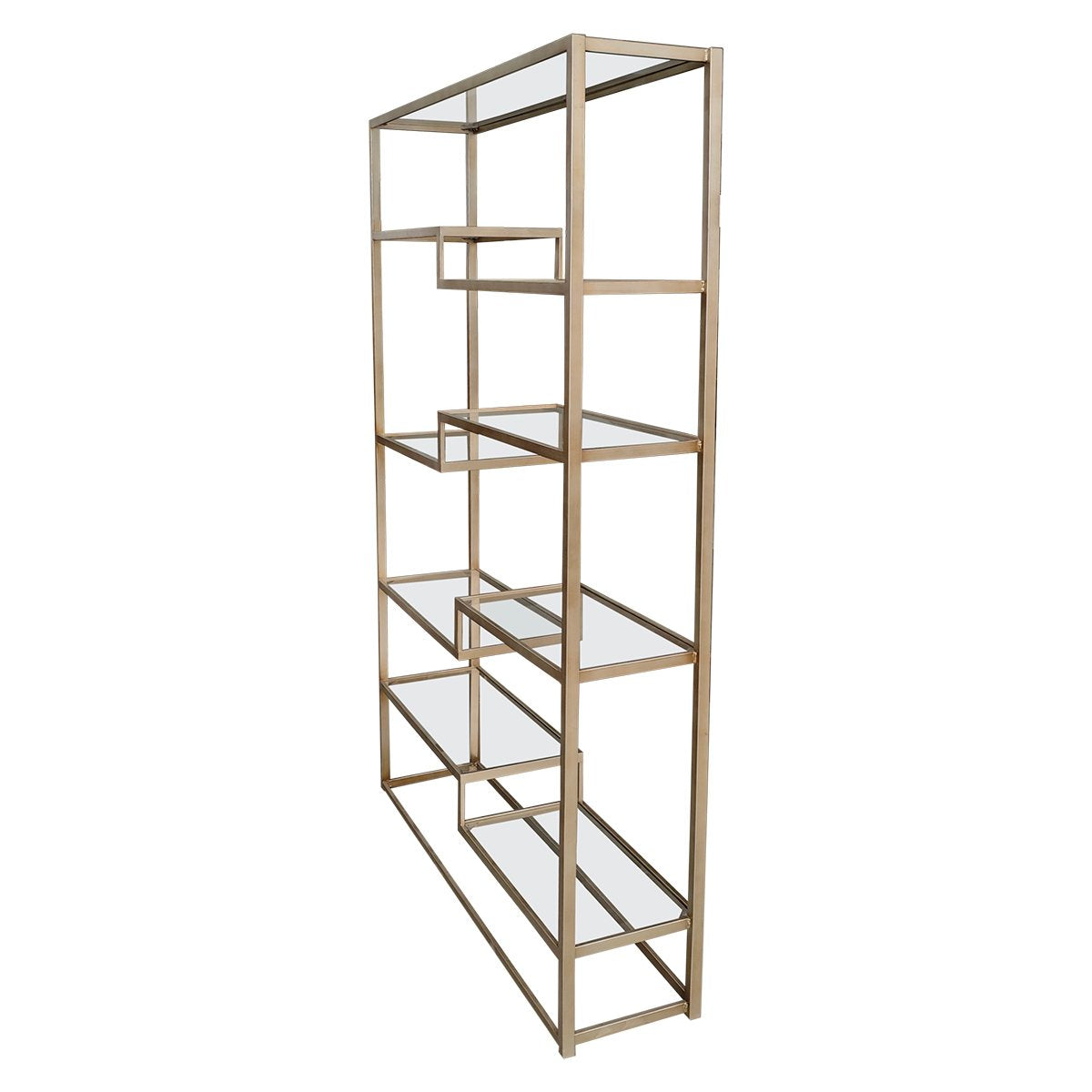 Mistique 130x200cm Glass Shelving Unit - Antique Gold