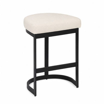 Brooke Black Kitchen Stool - Natural Linen