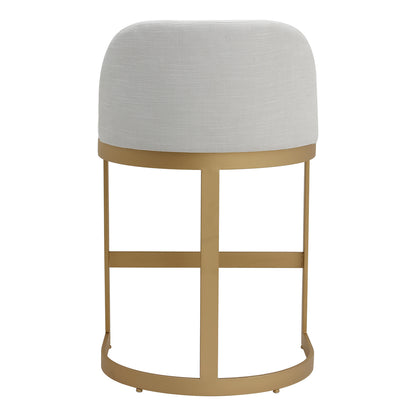 Remy Black Kitchen Stool with Backrest - Natural Linen