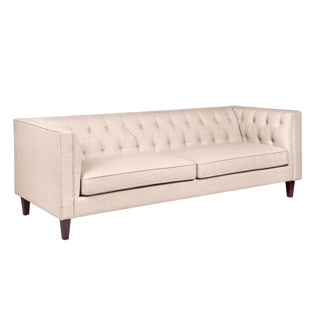 Tuxedo 3 Seater Tufted Sofa - Fawn Linen