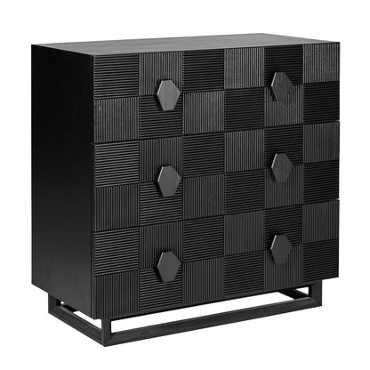 Alton 96cm 3 Drawer Chest -  Black - OUTLET NSW