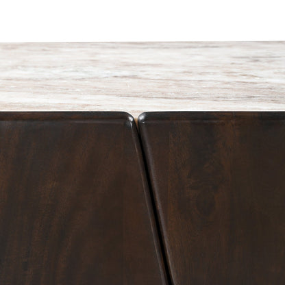 Edwin River Brown Marble Buffet - Dark Walnut