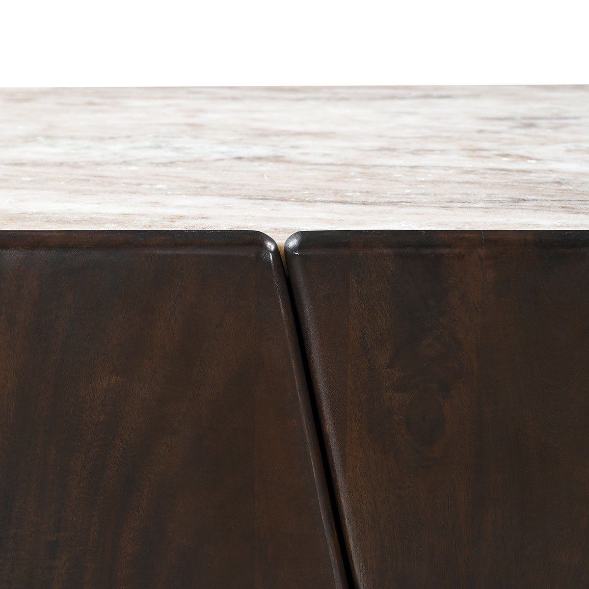 Edwin 210cm River Brown Marble Buffet - Dark Walnut