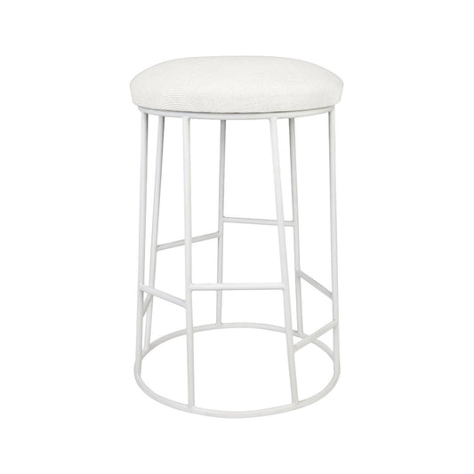 Aiden White Steel Kitchen Stool - Natural Linen