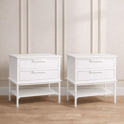 Aimee Bedside Table - Large All White Table Set of 2