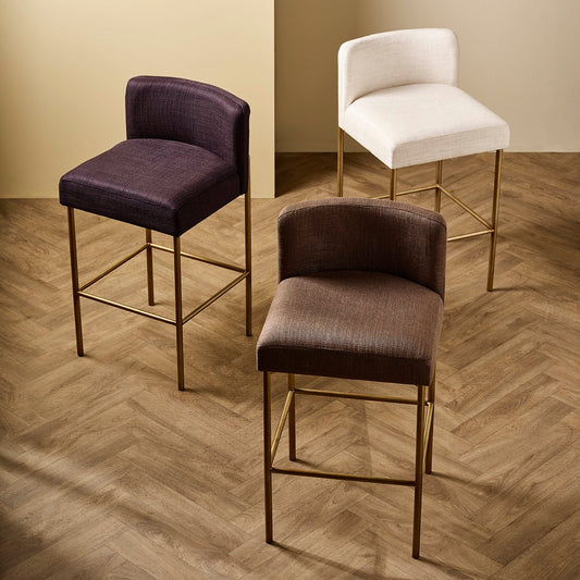 Leon Kitchen Stool - Chocolate Linen