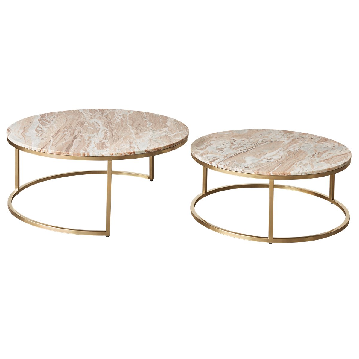 Chloe Pink Marble Nesting Coffee Table - Gold **Offline pending re-order