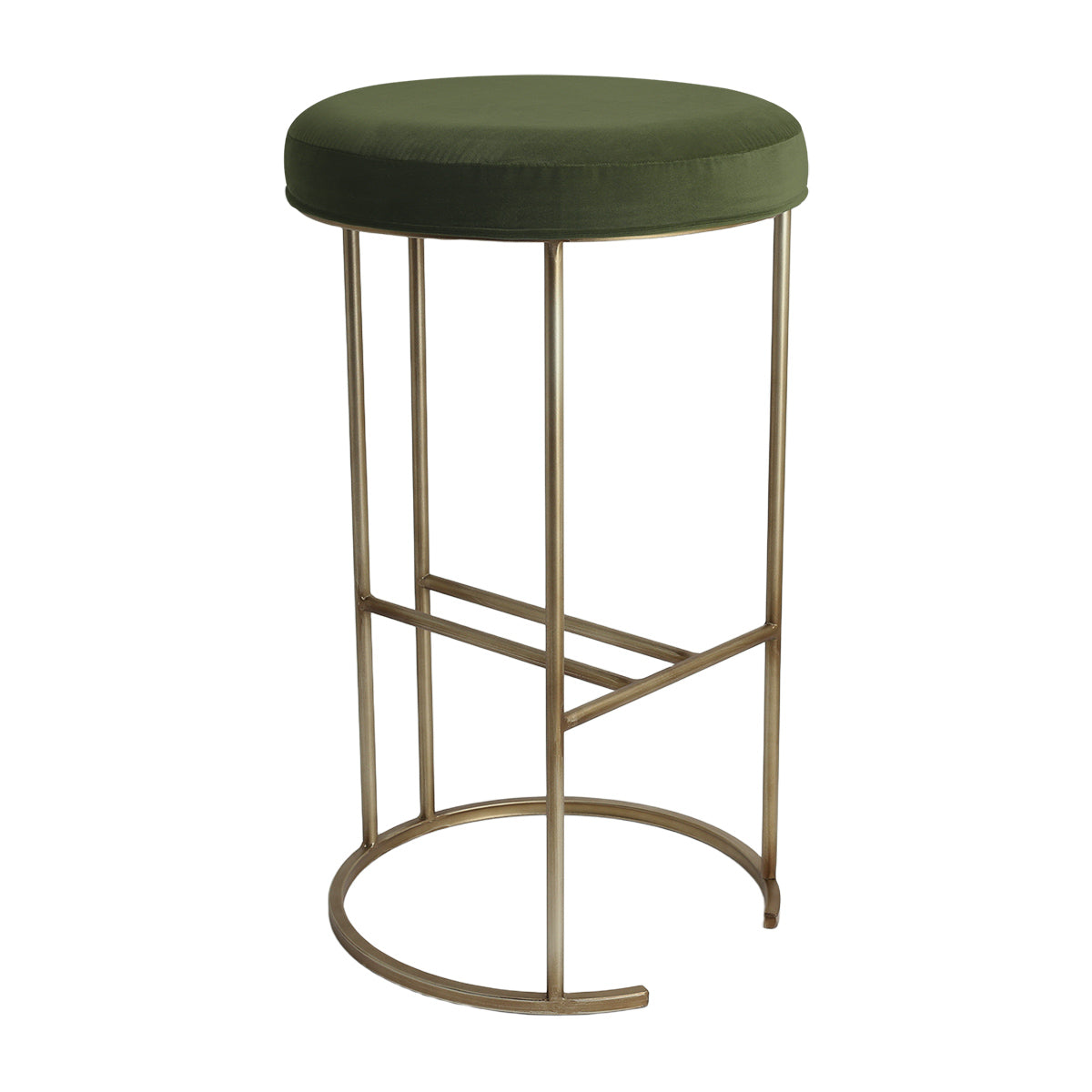 Blackley Gold Iron Kitchen Stool - Moss Velvet