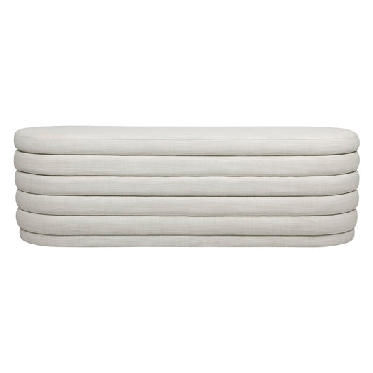 Demi Storage Bench Ottoman - Off White Linen