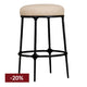 Heston Black Kitchen Stool - Natural Linen